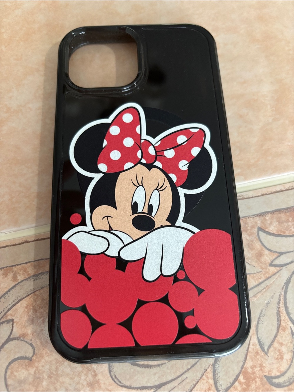 Disney Otterbox iPhone15 Black Minnie Mouse Hard Phone Case with Red Accents